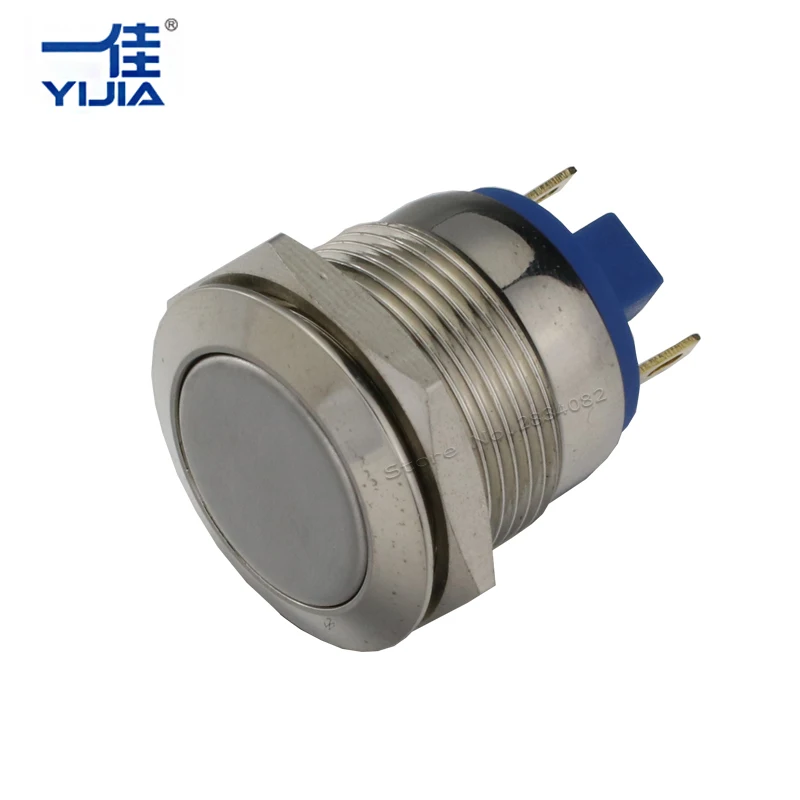 Серебряная контактная 19 мм мгновенная круглая плоская кнопка включения