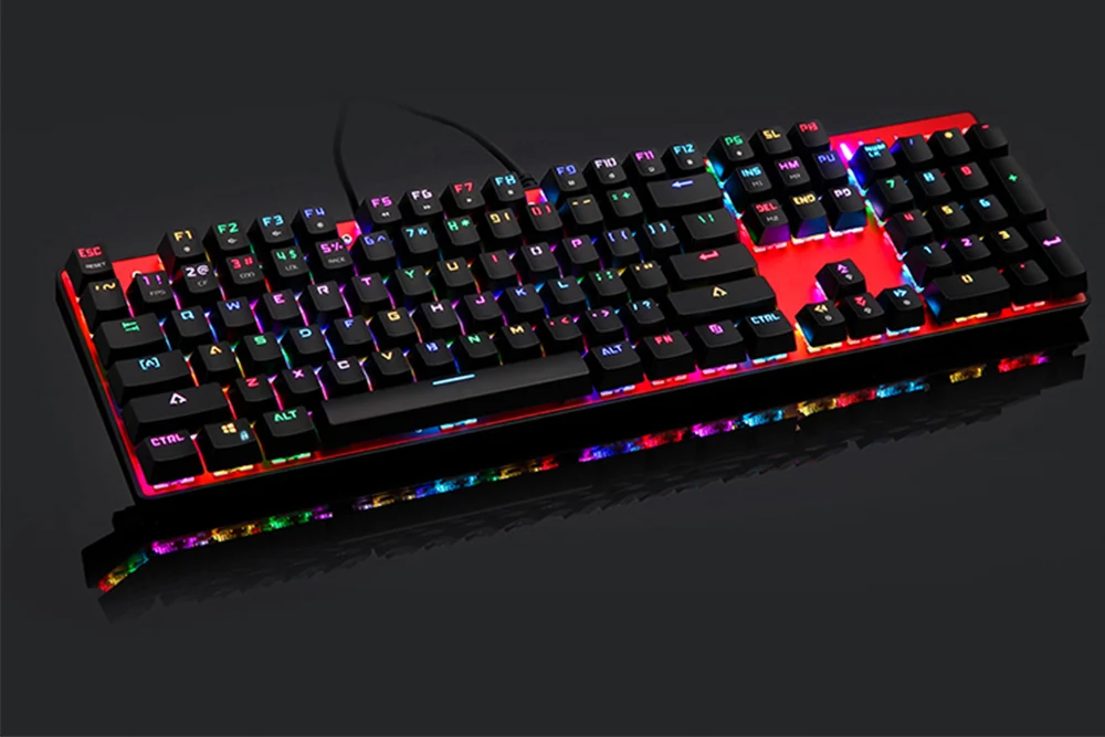 Русская/английская настоящая игровая механическая клавиатура Motospeed CK104 с RGB подсветкой 104 Клавиша синий/красный переключатель Проводная клавиатура для геймера