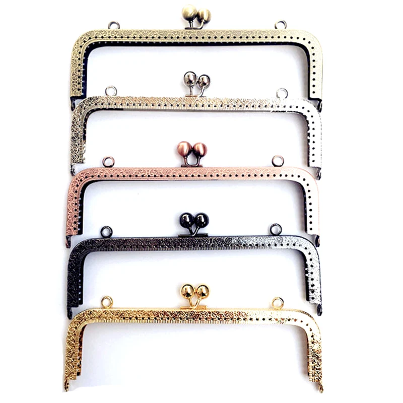 

10Pcs Kiss Clasps Lock Mixed Flower Embossed Square Metal Frame Purse Bag Parts Accessories 20cm