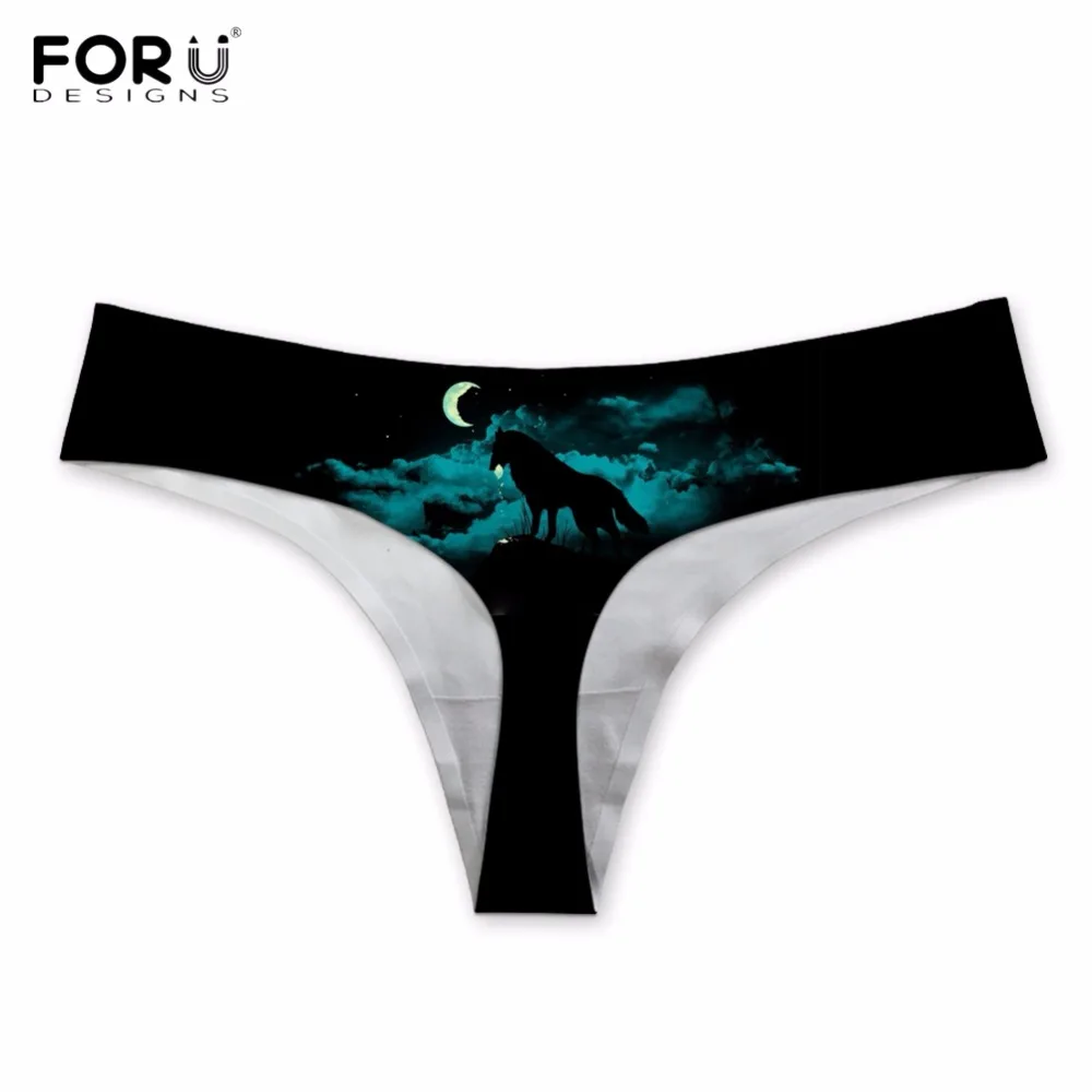 FORUDESIGNS крутые Moon Wolf/Sapce/Galaxy принт женские G стринги дышащие сексуальные бесшовные
