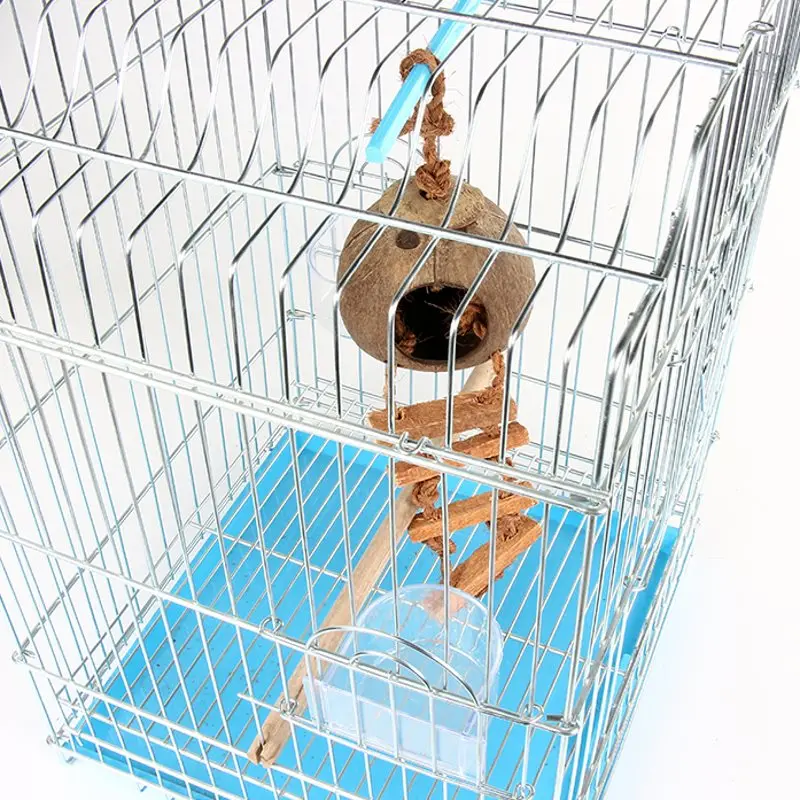 Wood Climbing Ladder Grinded Coconut Shell Pet Bird Toy Macaw Cockatiel Parrot Hamster Climb Bell Swing Bite Product | Дом и сад
