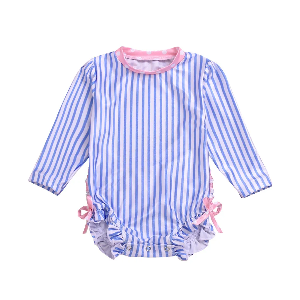 12-18 Months Детская одежда для купания для девочек; детские купальные костюмы из полиэстера; купальный костюм; пляжный купальник в горошек с оборками; K318 - Цвет: 12-18 Months