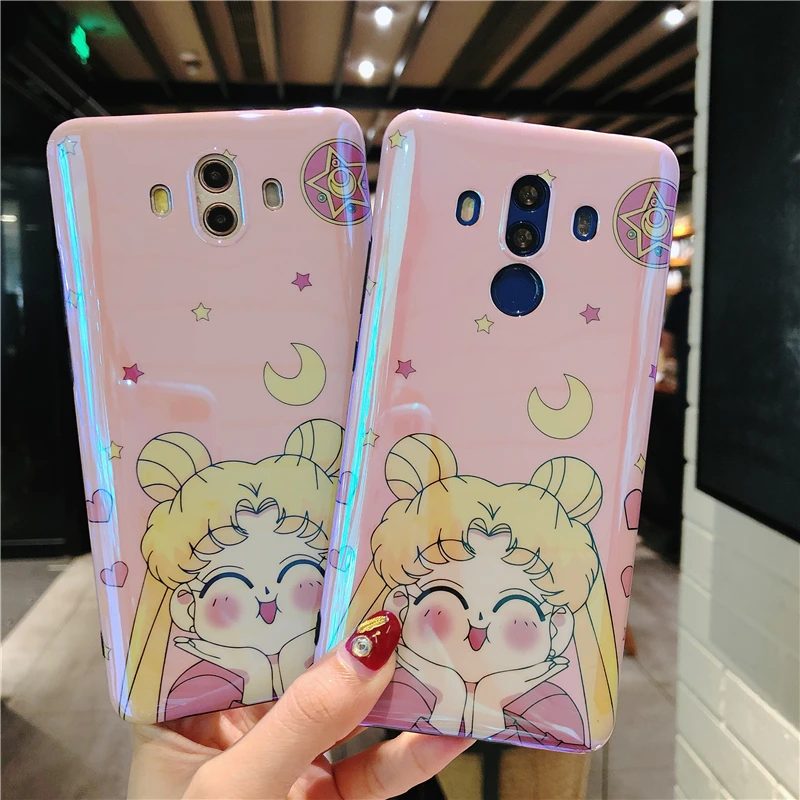 Для huawei P20 P30 pro милый Сейлор Мун мягкий чехол для huawei mate10 20 20X nova3 3i honor10 чехол синий луч+ Луна игрушка кошка+ ремень