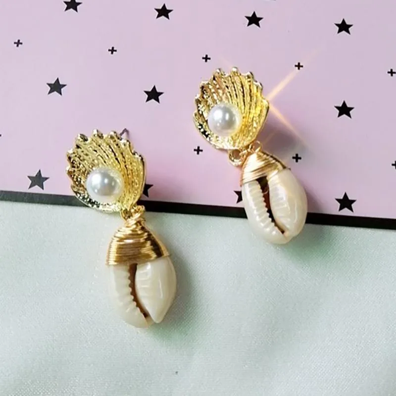 0239 Золотая оболочка набор украшений для женщин NE+ EA+ BR Мода карта браслеты ножные браслеты серьги-ракушки Подвески Ожерелья Ювелирные изделия в стиле бохо - Окраска металла: 0239