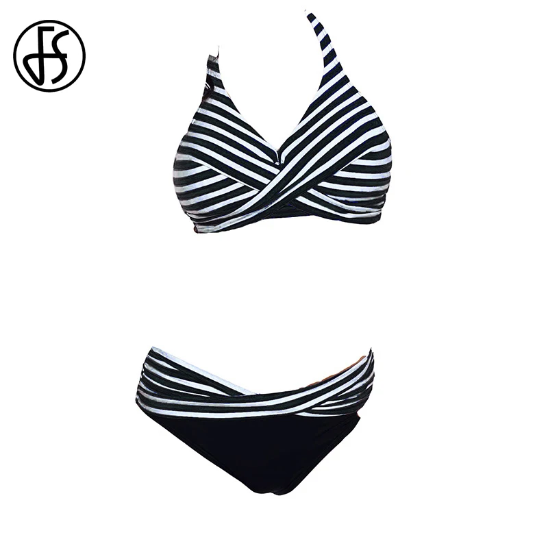 FS 2018 Sexy Полосатый повод High Cut Bikini наборы плюс Размеры купальники Треугольники для