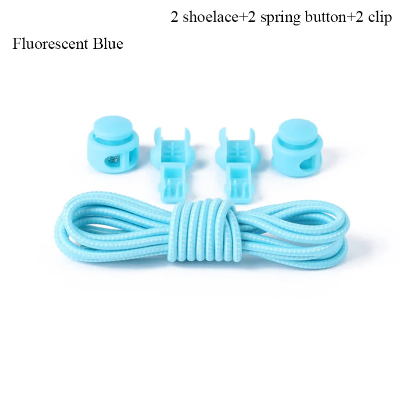 Fluorescent Blue Шнурки без завязок, растягивающиеся шнурки, фиксирующий башмак, эластичные шнурки для кроссовок, детские шнурки, шнурки для бега/триатлона - Цвет: Fluorescent Blue