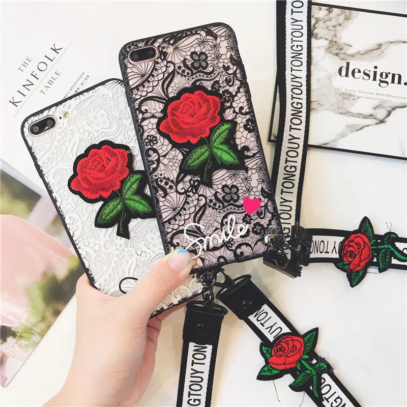 Fashion Lace Flowers Phone Case For Huawei Y6PRO Y7PRO Y5 Y6 Y7 Y9 2019 P Smart Vintage Embroidery Rose Back Cover Fundas |