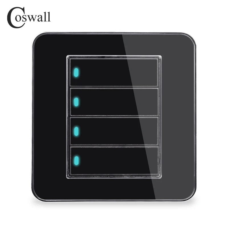 Настенный светильник Coswall светодиодный с акриловыми кристаллами|switch with led|4 gangpush