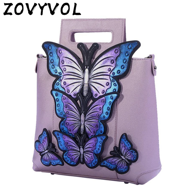 ZOVYVOL 2019 Новая женская вышитая сумка тоут с бабочкой окрашенные животные большие