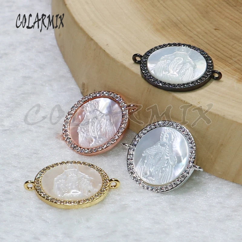 10 pieces shell Virgin Mary pendants connector beads DIY necklace or bracelets jewelry finding 9071 | Украшения и аксессуары