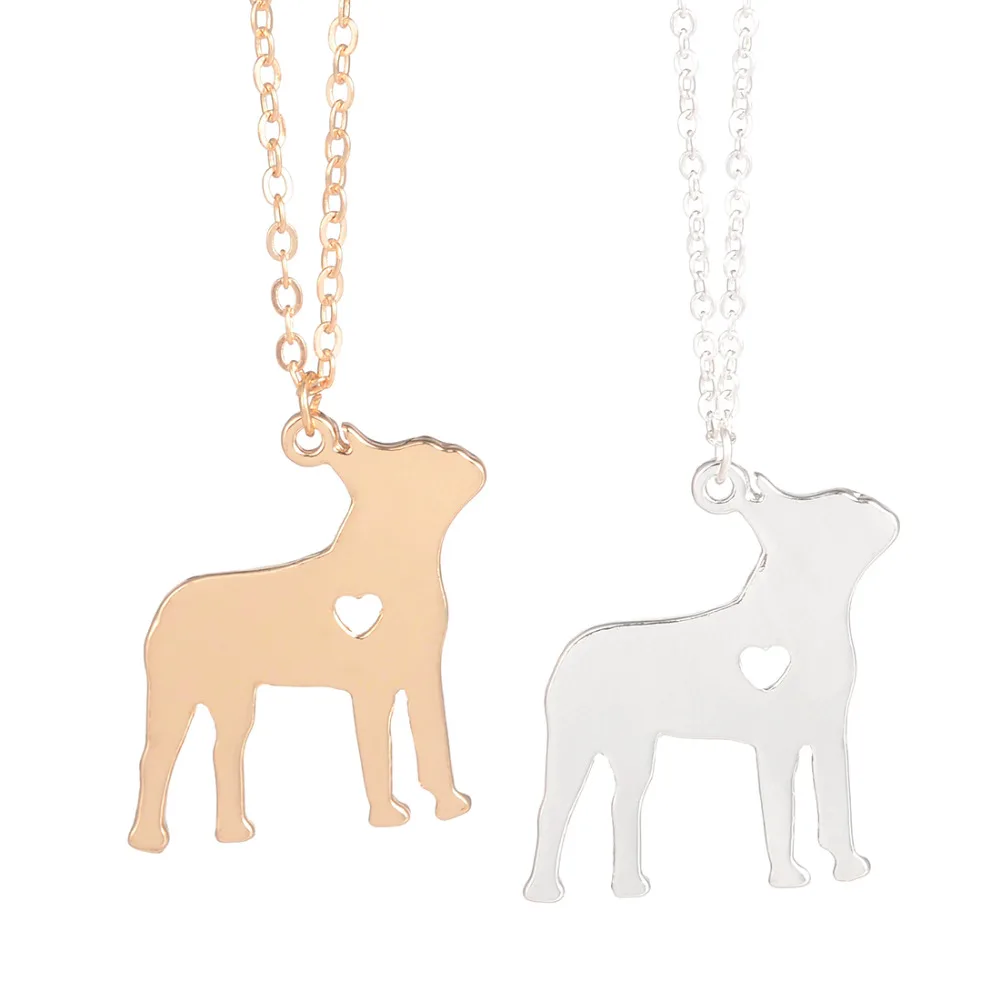 Золотистого и серебристого цветов Цвет 1 шт. Бостон терьер Цепочки ожерелья