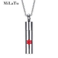 red medical pendant necklace for men women stainless steel can open perfume bottle jewelry ne307g
