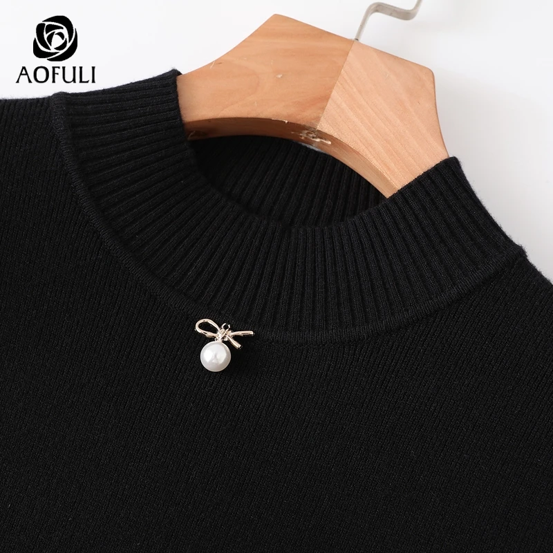 Платье Свитер AOFULI кружевное ассиметричное с длинным рукавом размеры XL 2XL 3XL 4XL