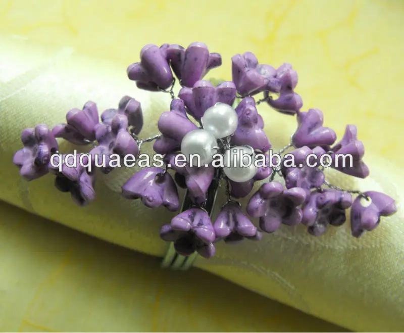

napkin rings purple acrylic flower