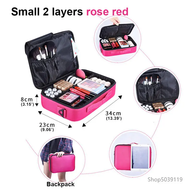 Small 2 layers pink Органайзер для макияжа чехол для костюма s Многоэтажный большой профессиональный косметический чехол для косметики чехол для макияжа чехол для костюма макияж - Цвет: Small 2 layers pink