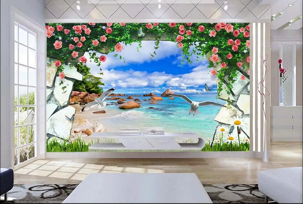 

3d обои для комнат, фото на заказ, красота моря палисандра, пляжный Декор, живопись, 3d Настенные обои для стен 3 d