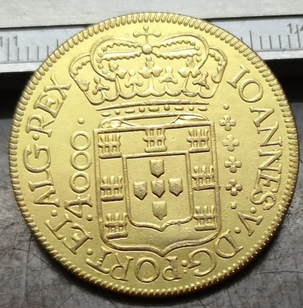 1724 Бразилия 4000 Reis-Joao V копия золотой монеты