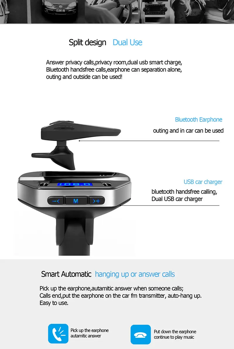 MP3 плеер FM передатчик 3.1A быстрое USB зарядное устройство Bluetooth стерео гарнитура автомобильный комплект U диск ЖК-дисплей