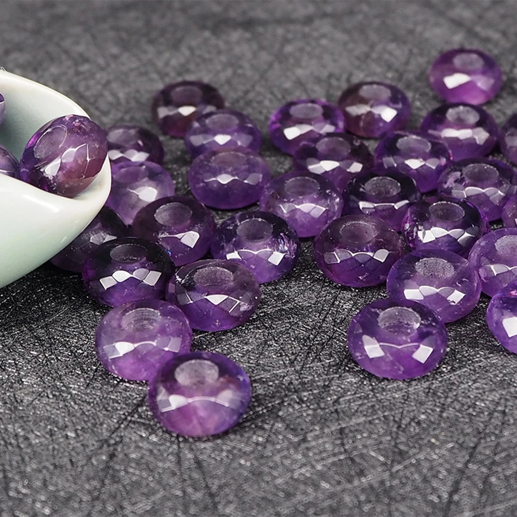 amethyst 10 шт. желтый нефрит серый красный агат розовый кварц аметист авантюрин 8*14 мм граненый круглый 5 мм отверстие драгоценный камень бисер Изготовление ювелирных изделий - Color: amethyst