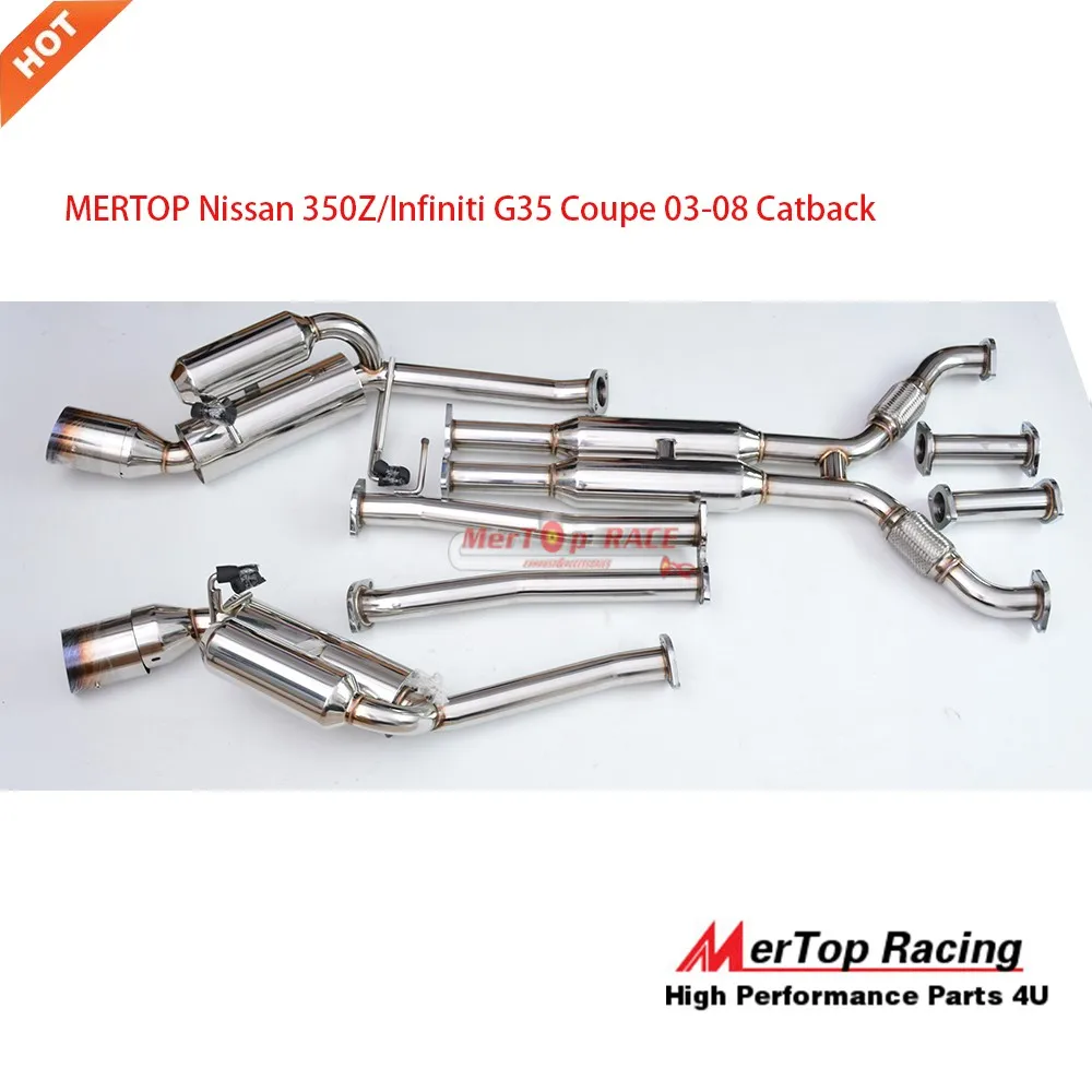 Mertop RACING DUAL 4," свернутый наконечник HI-POWER RACING CATBACK выхлопная система для 350Z Z33/G35 V35(подходит: 350Z) 2003-2009