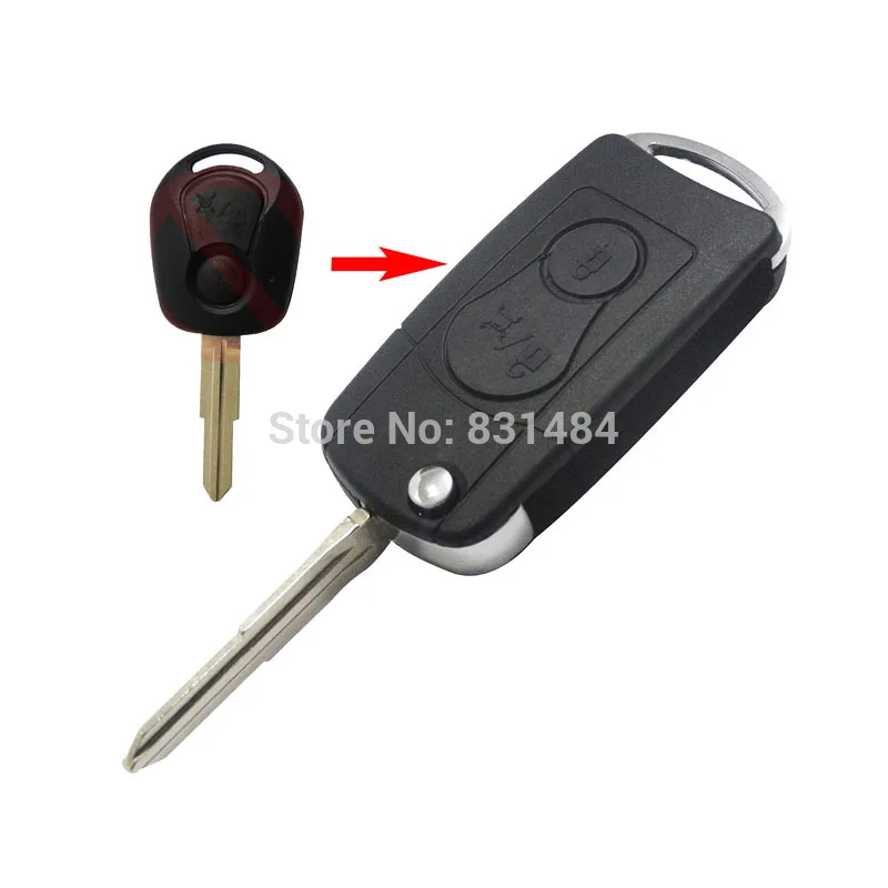 

2 Buttons Flip Folding Car Remote Key Case SHELL For Ssangyong Actyon SUV Kyron