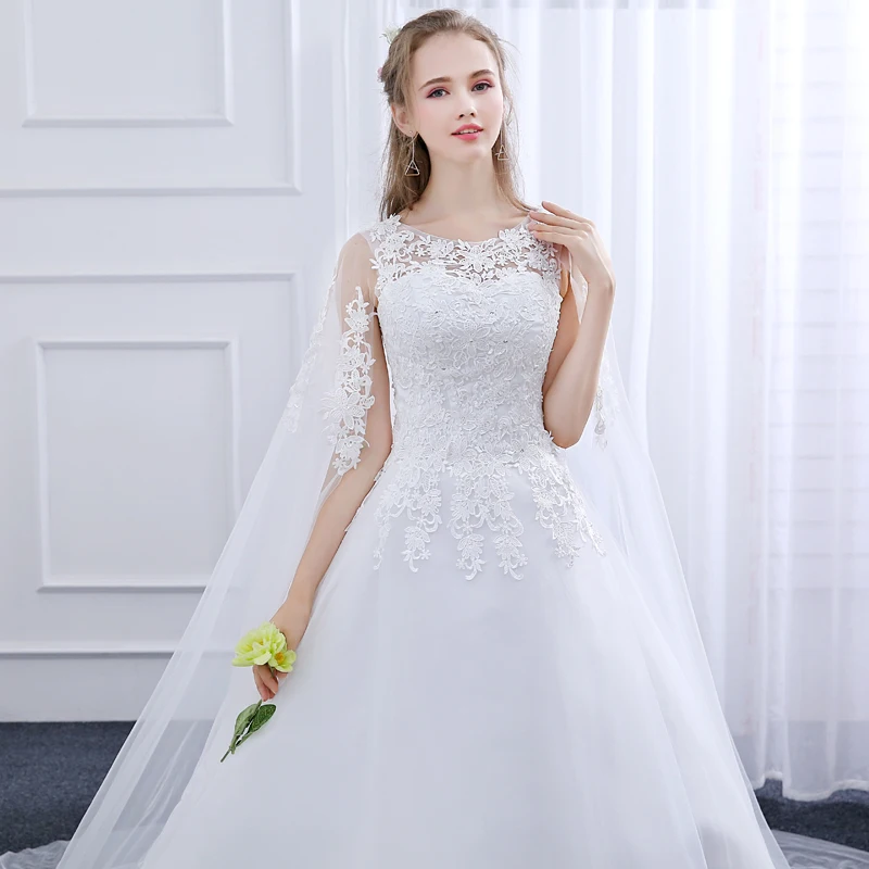 Женское свадебное платье со шлейфом He's Bride белое элегантное до пола шнуровкой