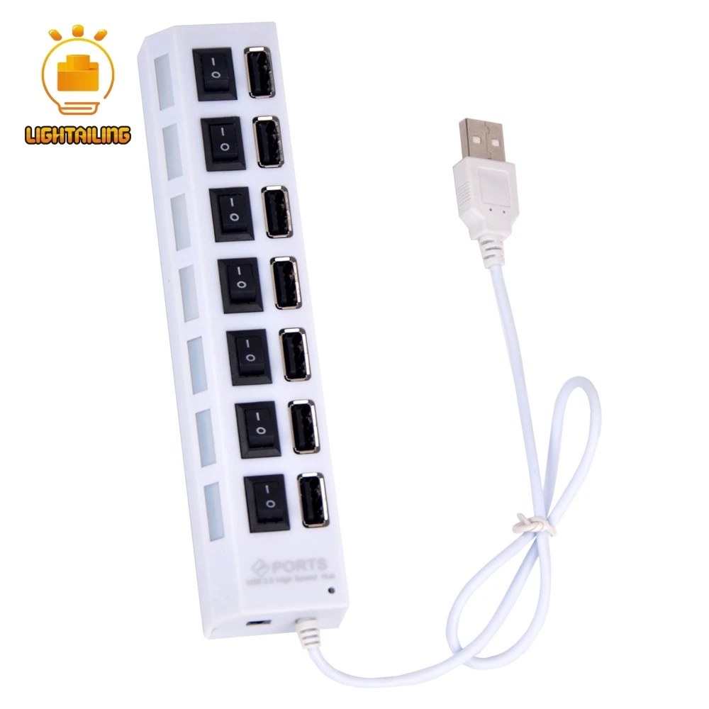 Lighttailing белый/черный USB концентратор с 7 портами Usb и батарейный блок для блока набор игрушек светодио дный свет комплект