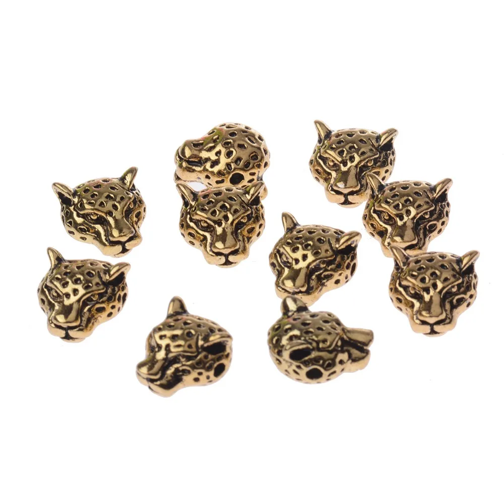 5 шт. оптовая продажа много золотых леопардовых головок сплав для мужчин шарм