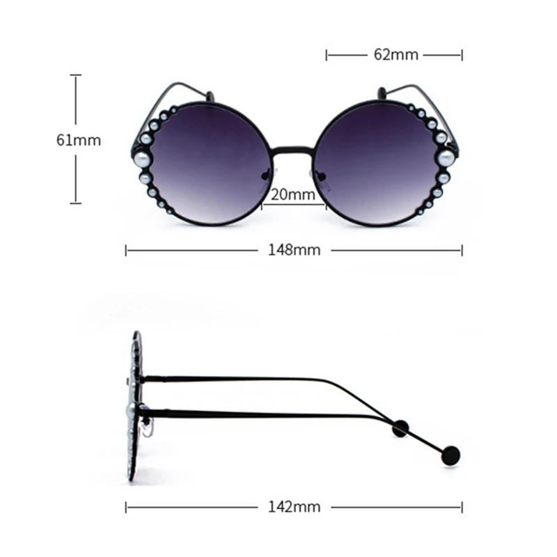 Женские солнцезащитные очки женские Роскошные жемчужные винтажные круглые
