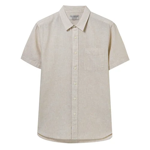 02Khaki Giordano Натуральная хлопчатобумажная рубашка с короткими рукавами, имеет несколько цветовых решений и размеров - Цвет: 02Khaki