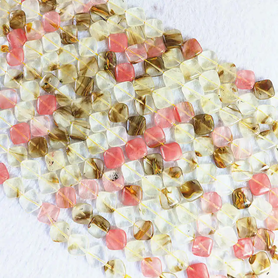 Модный арбузный турмалин 14х14 мм диагональный квадрат бусины для