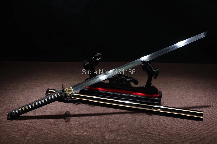 Nice Iron Fitting Fighting Knife Full Tang T10Steel Clay Tempered Blade Razor Sharp Ninja Straight Sword Japanese Samurai Katana