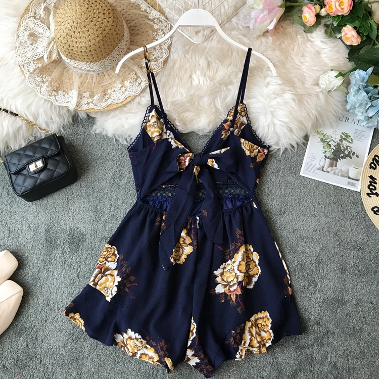 Женский комбинезон ALPHALMODA повседневный пляжный с открытой спиной бантиком и