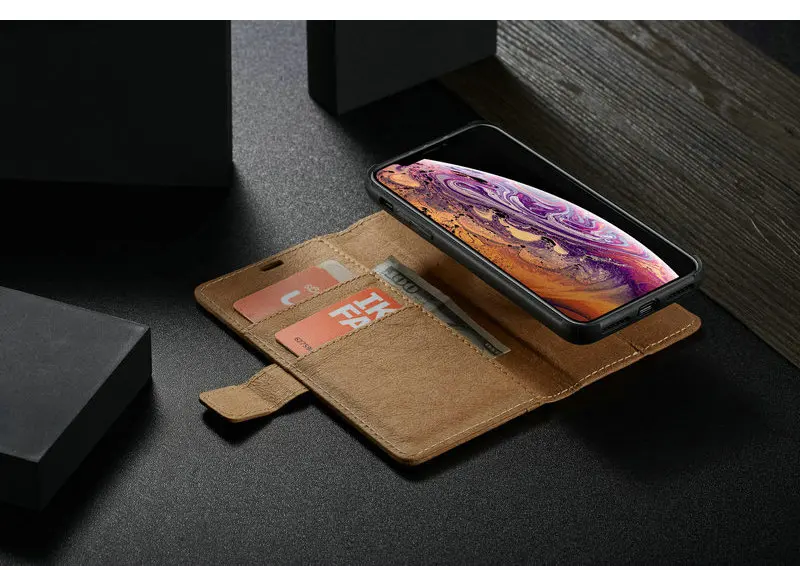 WHATIF чехол для телефона для iPhone Xs Max роскошный DIY бумажный кожаный 2 в 1 Магнитная Кредитная карта для iPhone XS XR Кошелек Съемный чехол