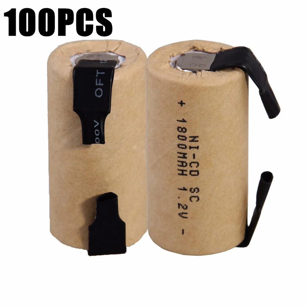100 шт. SC 1800 мАч 1 2 В аккумулятор NICD аккумуляторные батареи для makita bosch B &amp D Hitachi metabo