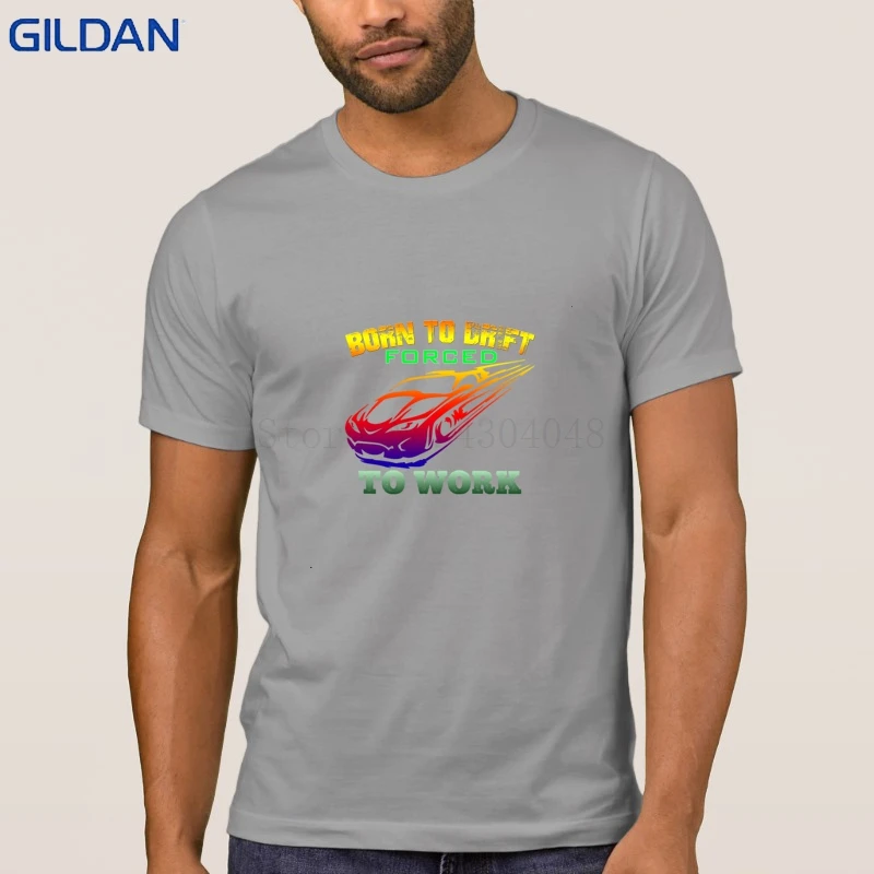 New Style Born To Drift Forced Work Tees Tshirt Weird Men's T Shirt Basic Solid 2018 Anti-Wrinkle Crew Neck | Мужская одежда