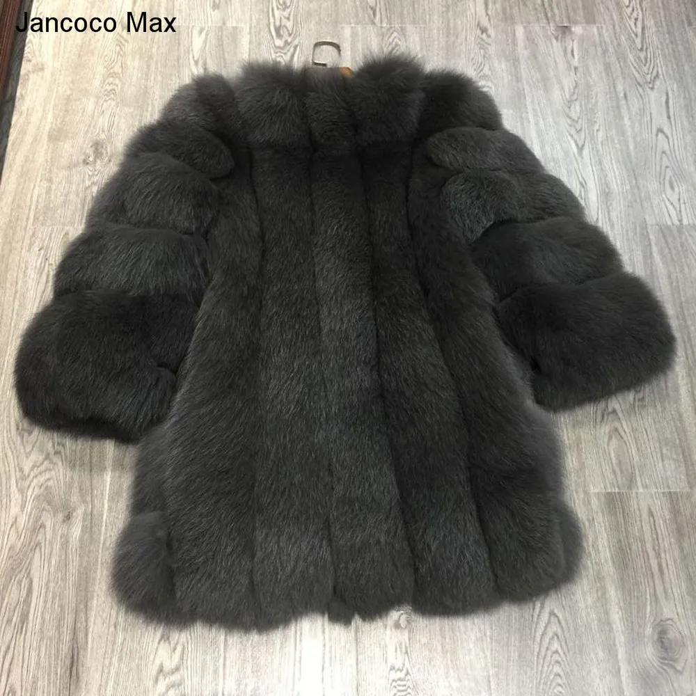 Jancoco Max Lady модное зимнее теплое длинное пальто из натурального Лисьего меха, женская верхняя одежда из натурального меха, Новое поступление S7152