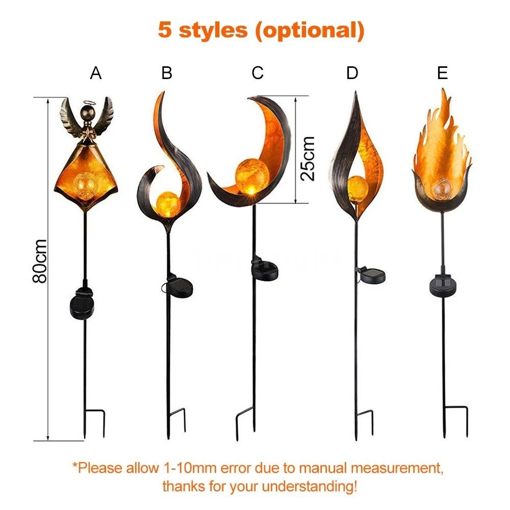 Светодиодная лампа на солнечной батарее металлическая декоративная Мерцающая