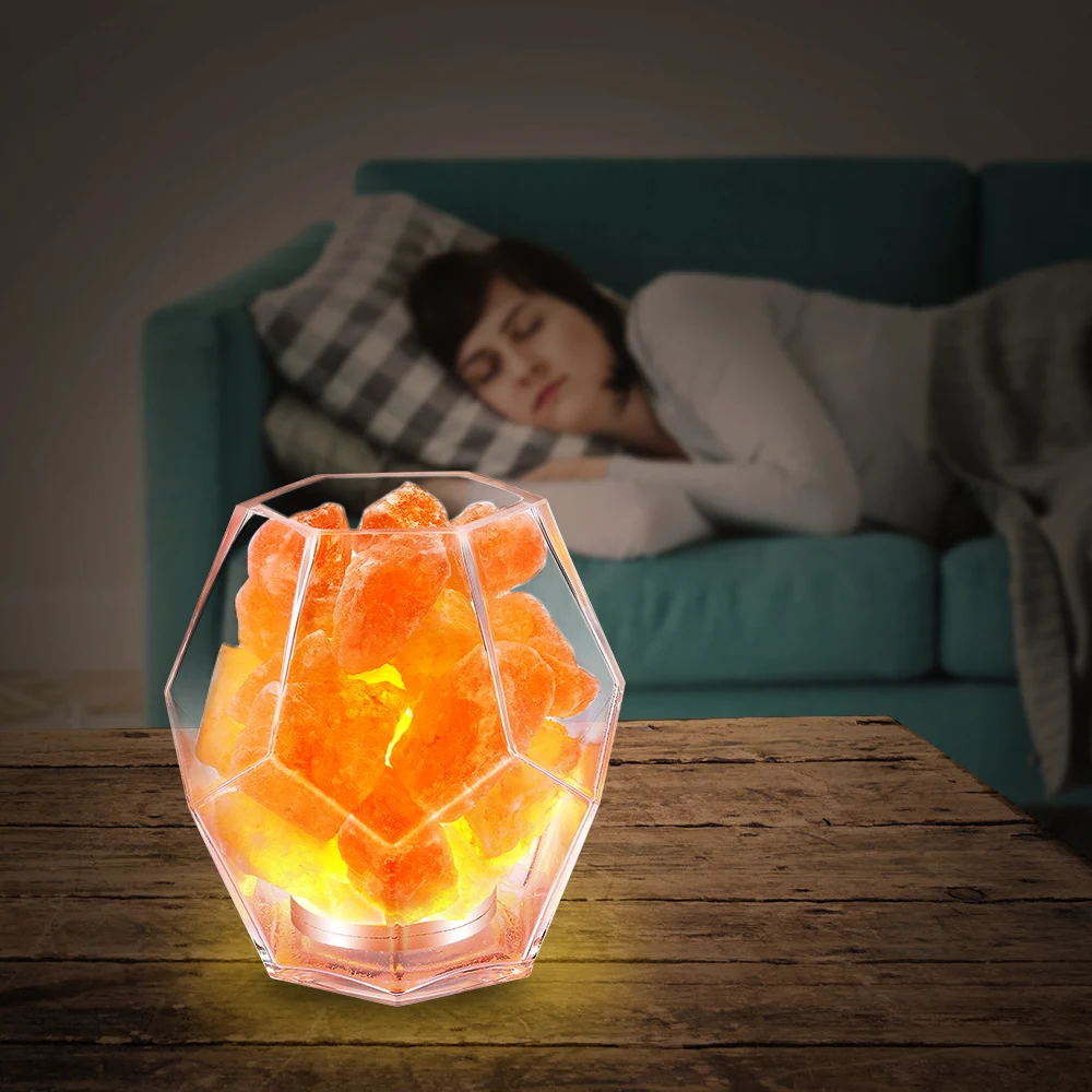 Светодиодный хрустальный Соляной Светильник, атмосферный Ночной светильник, s USB, светильник с регулируемой яркостью, с функцией очистки воздуха