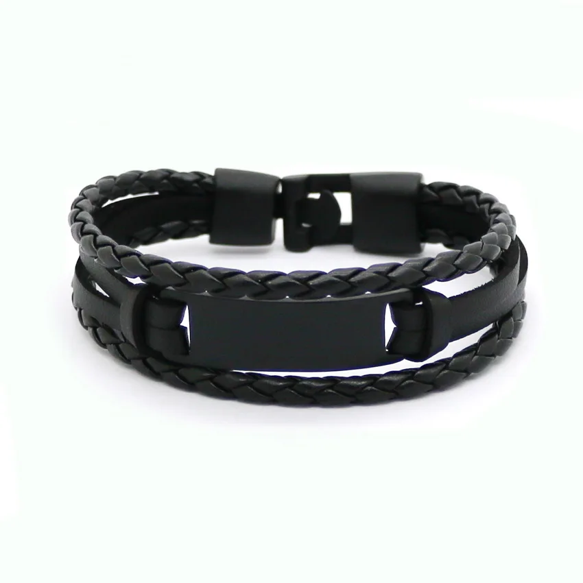 JANEYACY 2017 Leather Bracelet and Rope Bangles Black Brown for Men Fashion Man Bracelet Unisex Jewelry
