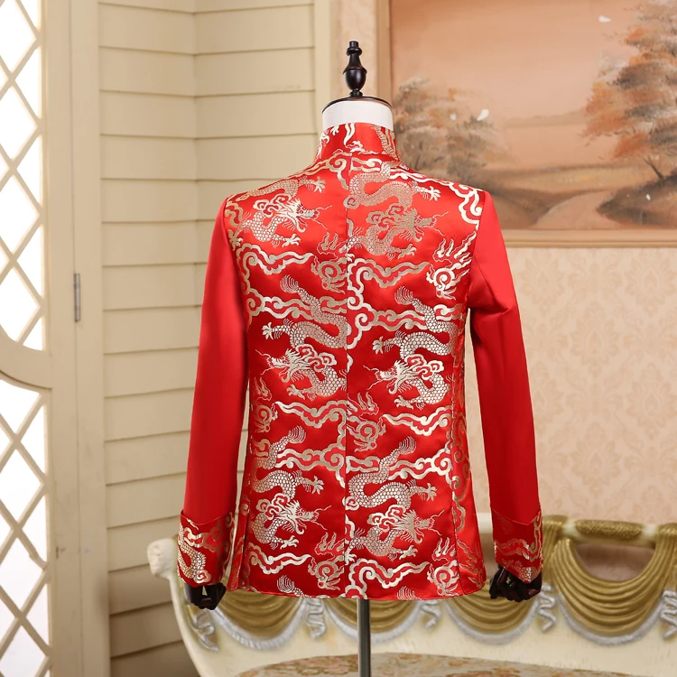 PYJTRL китайская туника воротник костюм куртка свадебный красный для выступлений