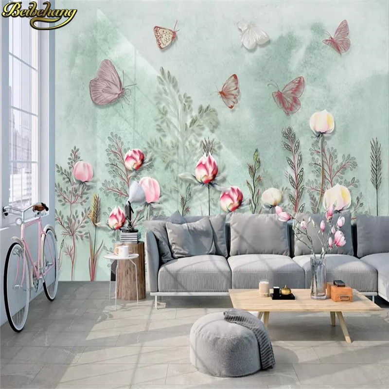 Пользовательские 3d Обои фреска Северный маленький свежий ручной росписью