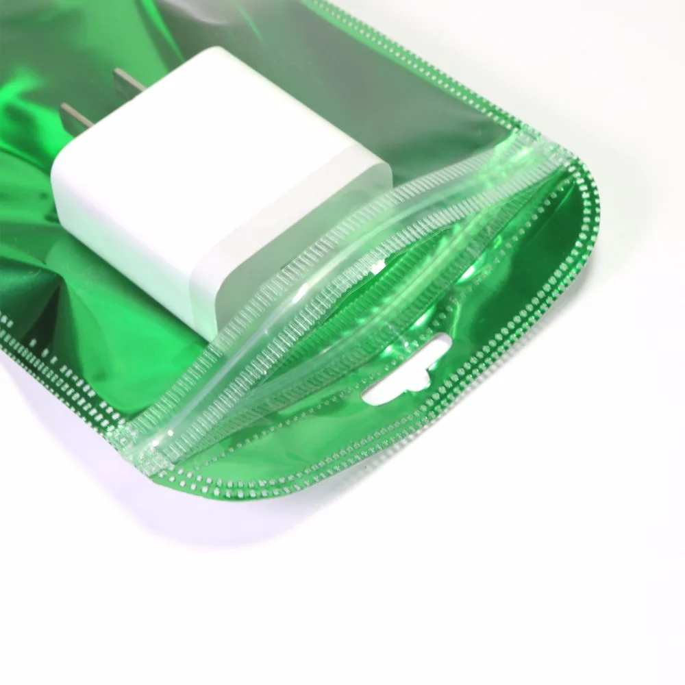 

10x15cm(4x6in) Clear & Shiny Foil Gold Silver Green Hang Hole Zip Bags 100pcs Flat Gift Zip Lock Package Bag Wholesale