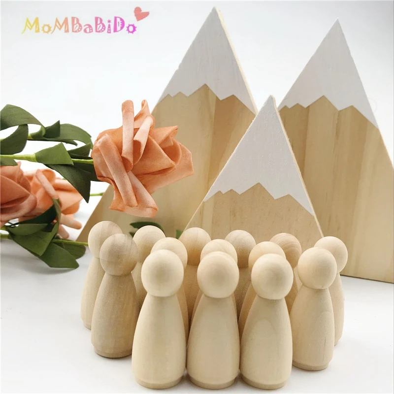 

43mm Peg Dolls For Kids Paint Unfinished Natural Education Wood Family Doll 50pc Men Dolls Christmas Montessori Toys DIY Block
