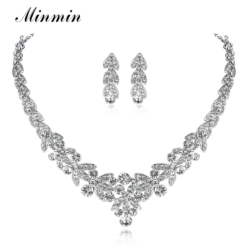 Комплект из колье и серёг с кристаллами | Украшения аксессуары