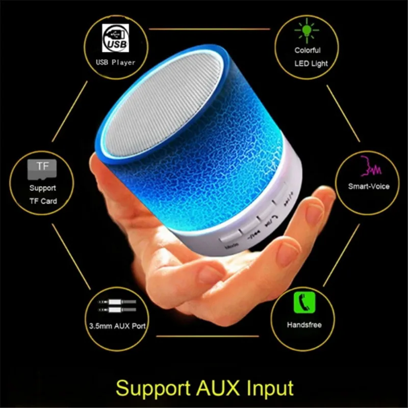 Портативная беспроводная мини светодиодная bluetooth колонка A9 звуковая коробка