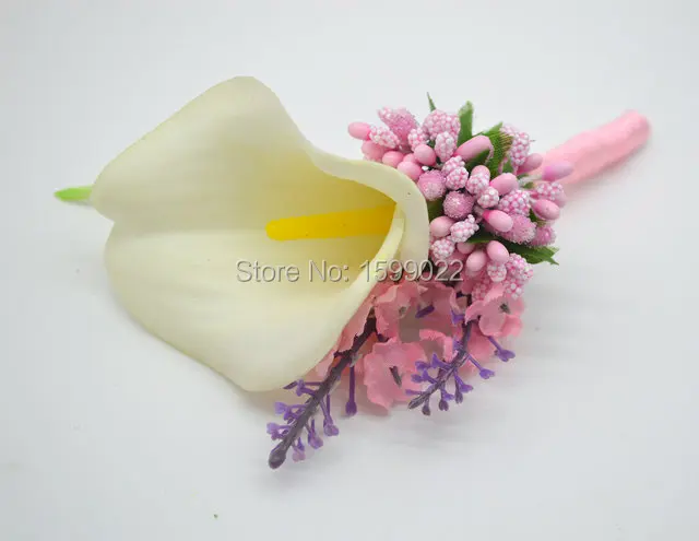 Рустикальные Свадебные цветы лилии для шафера бутоньерки розовая лента брошь