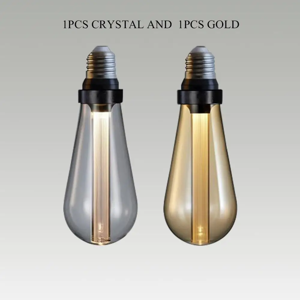 Crystal and Gold GANRILAND ламповый светильник Эдисона, винтажный простой светильник ST64, ретро Ностальгический индивидуальный креативный E27 85 V-264 V, дымчатый серый светодиодный светильник - Испускаемый цвет: Crystal and Gold