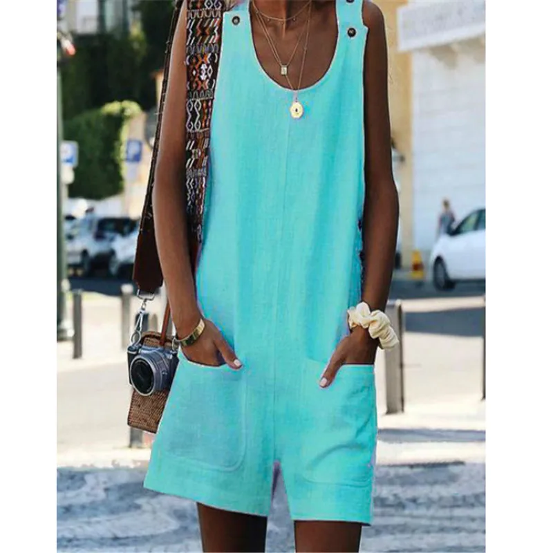 

New Fashion Sexy Women Lady Casual Sleeveless Bodycon Romper Jumpsuit Playsuit Loose Short Pants Solid Cotton Linen Hot Ladies