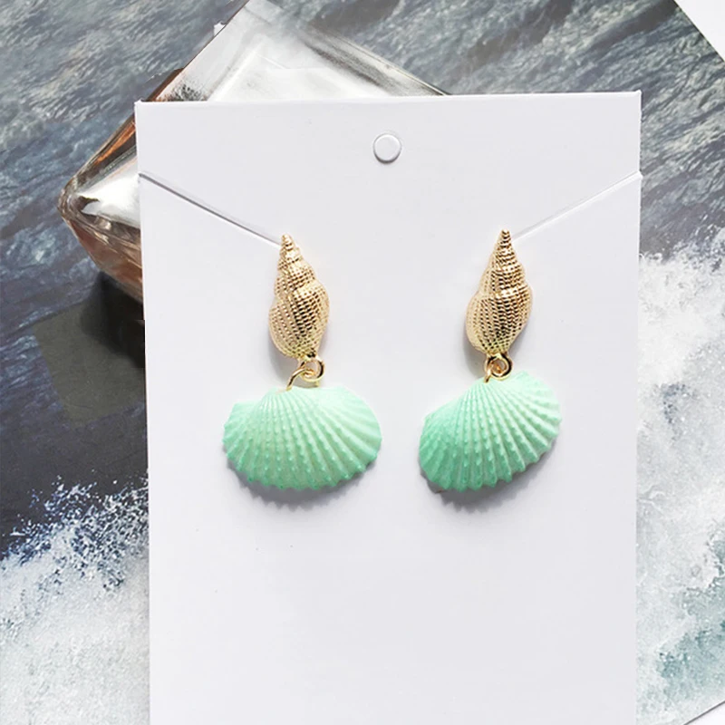 Простые серьги в пляжном стиле из натуральной ракушки геометрические Винтажные